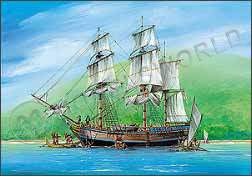 Склеиваемая пластиковая модель Экспедиционный корабль "Баунти". Масштаб:1/87. - фото 1