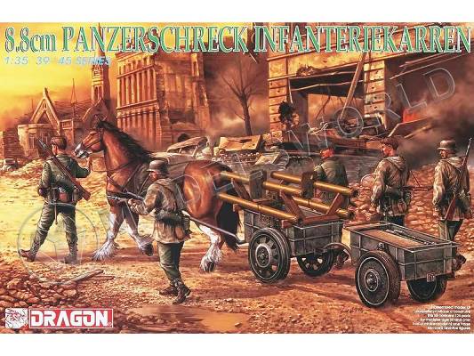 Фигуры Немецкие солдаты с пехотной повозкой 8.8 cm Panzerschreck. Масштаб 1:35