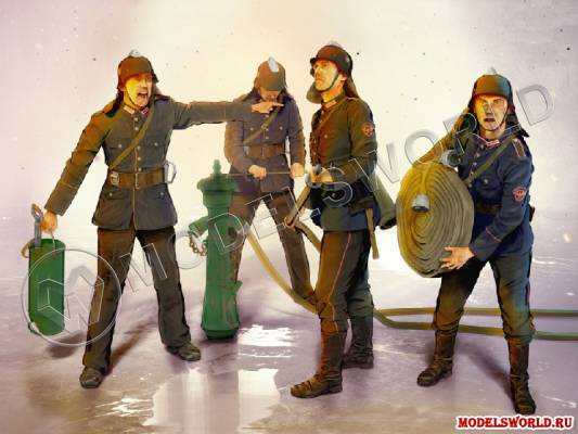 Фигуры Германские пожарные II МВ (4 фигуры). Масштаб 1:35