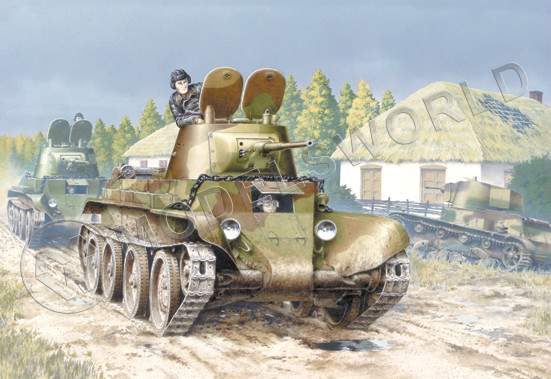EE-35111_s.jpg Склеиваемая пластиковая модель Легкий танк БТ-7. 1937 г ранняя версия. Масштаб 1:35 - фото 1