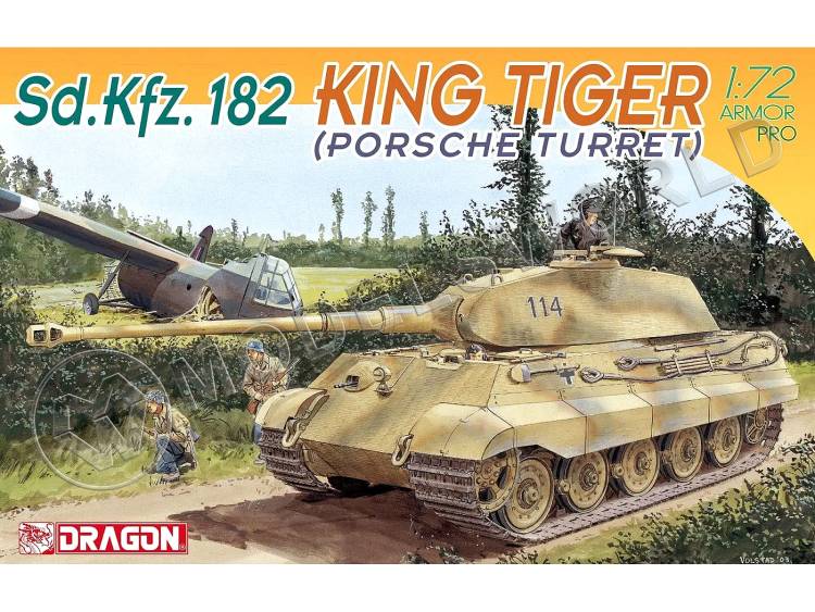Склеиваемая пластиковая модель Немецкий танк Sd.Kfz.182 King Tiger (Porsche Turret). Масштаб 1:72 Склеиваемая пластиковая модель Немецкий танк Sd.Kfz.182 King Tiger (Porsche Turret). Масштаб 1:72 - фото 1