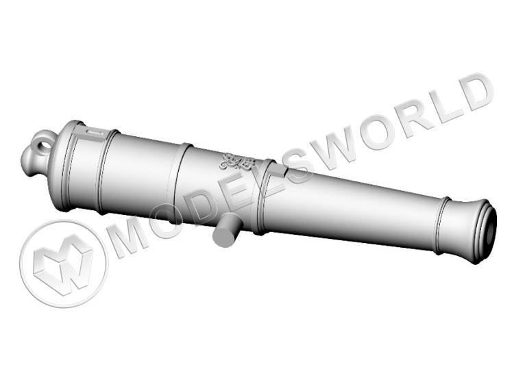 Ствол пушки, калибр 6 фунтов, герб, тип Blomefield, 31.4 мм, фотополимер, 2 шт.  Масштаб 1:64 - фото 1