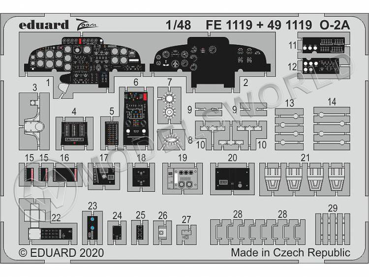 Фототравление кабина для модели O-2A, ICM. Масштаб 1:48 - фото 1