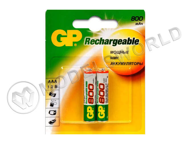Аккумулятор GP Ni-Mh R-03 AAA 800 mAh, 2 шт - фото 1