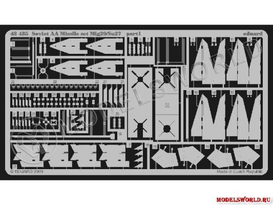 Фототравление 1:48 для Soviet AA Missile set MiG-29/ Su-27  ACADEMY